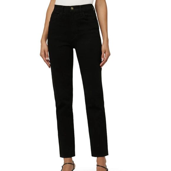 Favorite Daughter Valentina High Waist Slim Straight Leg Jeans in Black SZ 33